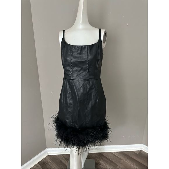 Line & Dot Lou Feather Dress in Black - Picture 5 of 10